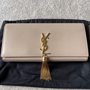 Authentic YSL Nude Kate Tassel Clutch